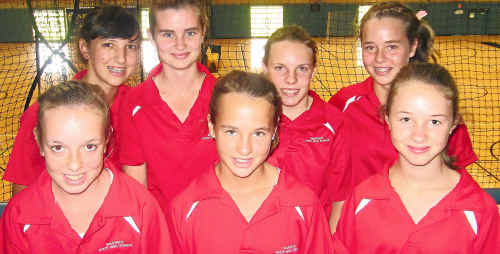 Warwick State High School futsal players (back, from left) Emily Hoffman, Chloe Ruhle, Sharni Reilly, Shandell Doro, (front) Brook O’Neill, Talitha Doro and Mel Hagenbach. Warwick State High School futsal players (back, from left) Emily Hoffman, Chloe Ruhle, Sharni Reilly, Shandell Doro, (front) Brook O’Neill, Talitha Doro and Mel Hagenbach.